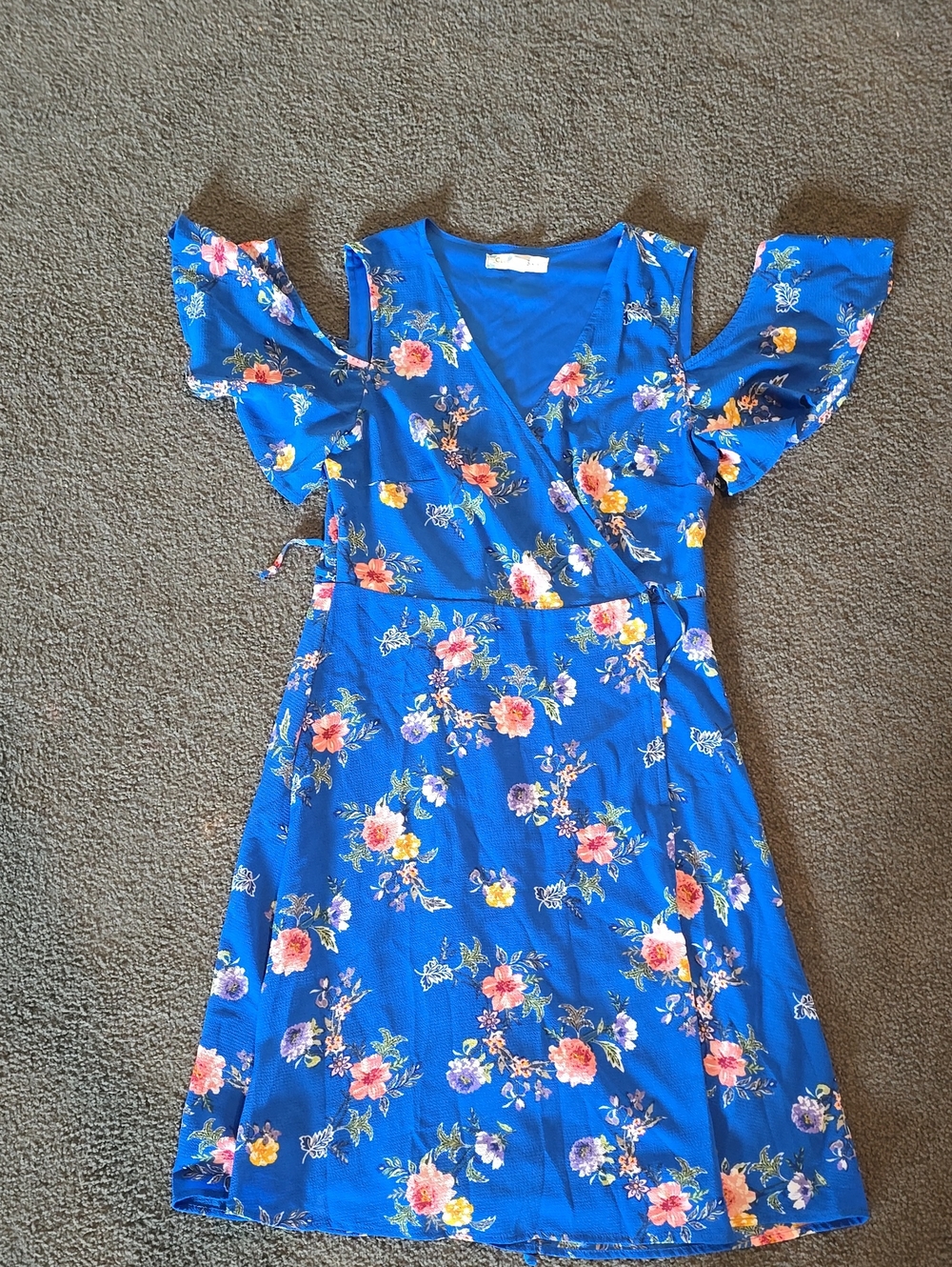 Royal Blue Floral Wrap Dress